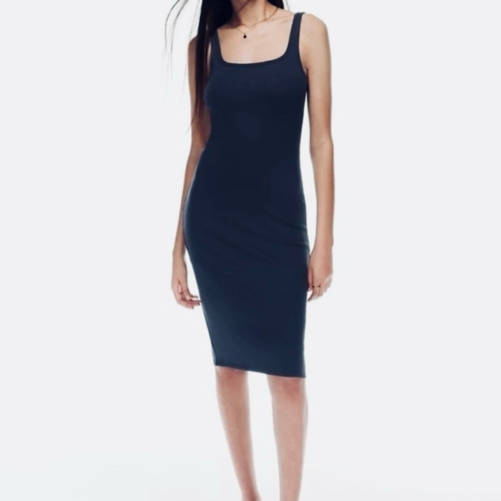 Wilfred Black Ribbed Go To Tank Midi Dress Size S